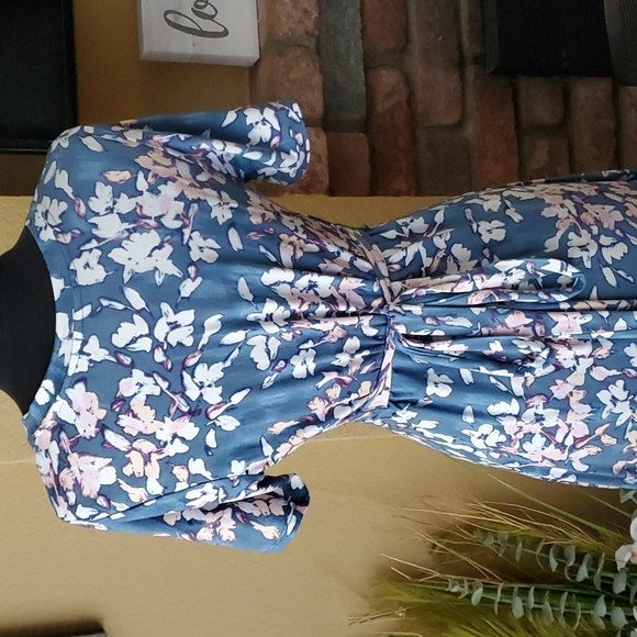 🆕️ Matty M Blue Slate Floral Faux Wrap Pullover Dress SIZE: S - Picture 4 of 14